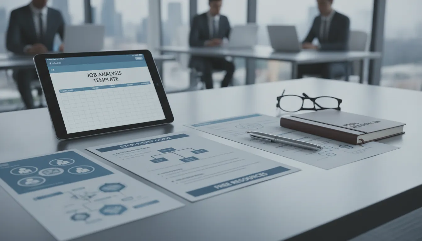 A digital job analysis template for a new job role displayed on a tablet.